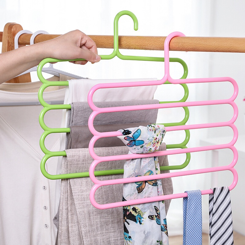 Móc Nhựa Treo Quần Áo 5 Tầng Nhiều Màu Sắc Đa Năng