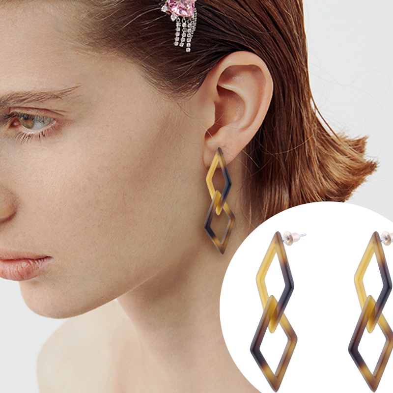 Đôi bông tai SP531 chất liệu acrylic kiểu dáng hình học xinh xắn cho nữ