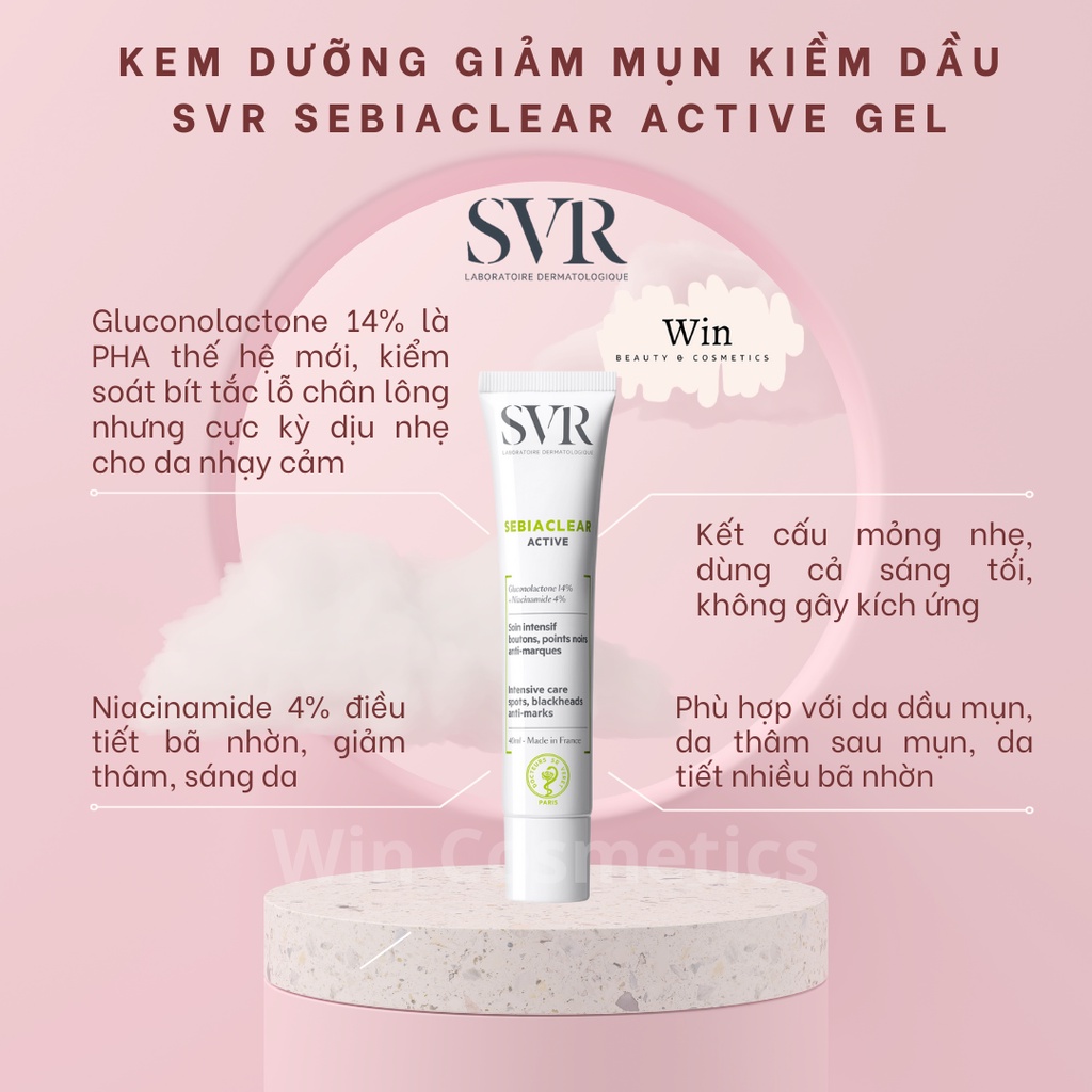 Kem giảm mụn SVR SEBIACLEAR Active kiềm dầu thu nhỏ lỗ chân lông