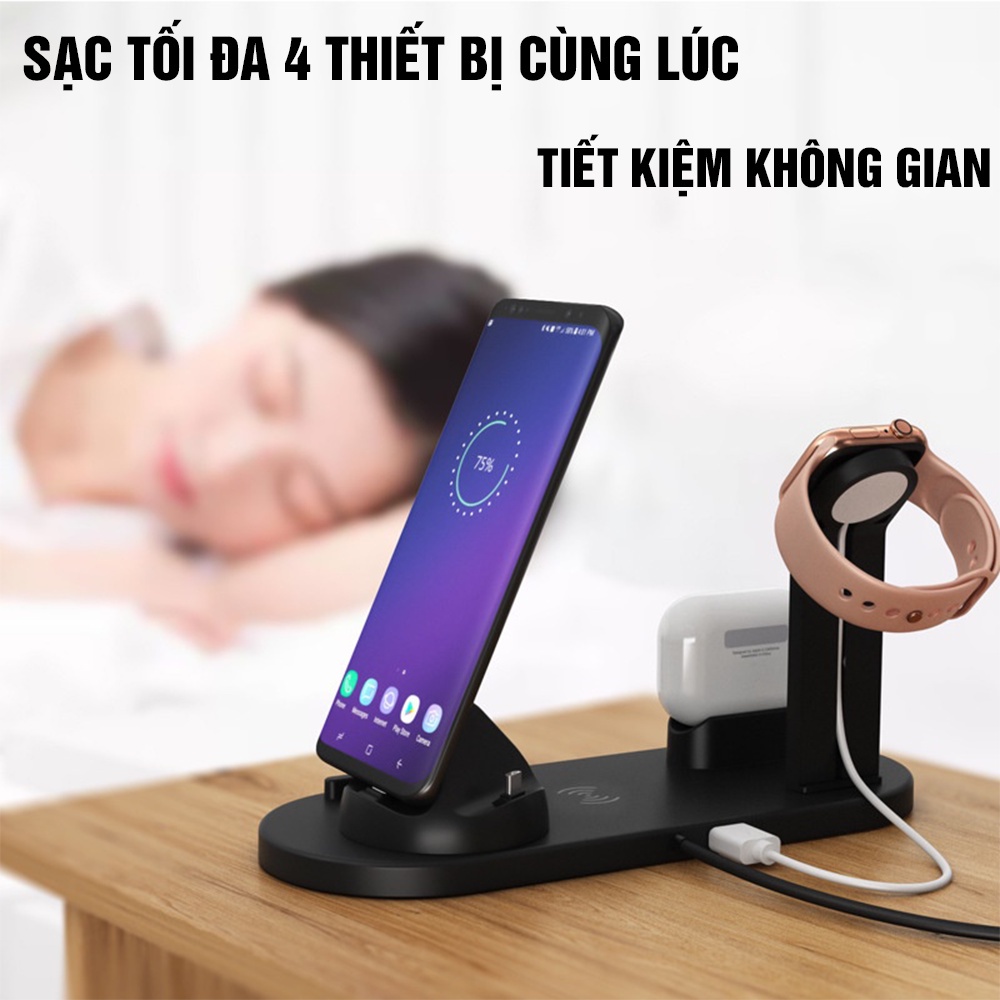Đế Sạc Không Dây 6in1 Để Bàn Cao Cấp BXD-07A Sạc Nhanh 20W Phù Hợp Mọi Thiết Bị - T DECOR