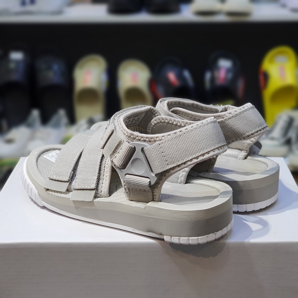 Sandal Vento nam nữ chính hãng SD-9801 màu ghi L.Grey, Dép quai sau đế bằng, Giày quai dán đi làm, đi học