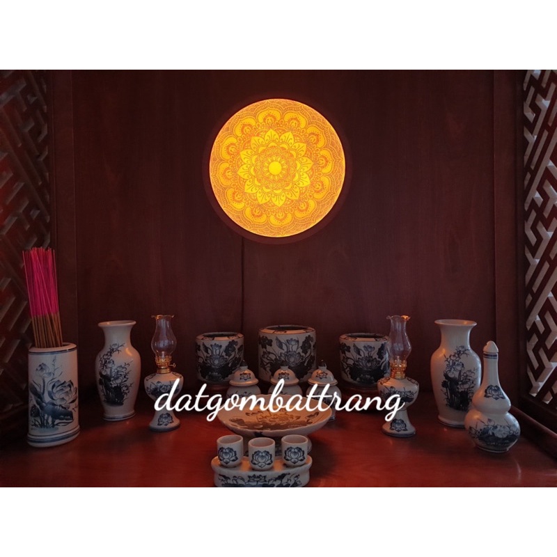 Đồ thờ cúng  - bộ thờ cúng đồ thờ men rạn vẽ tay gốm sứ Bát Tràng