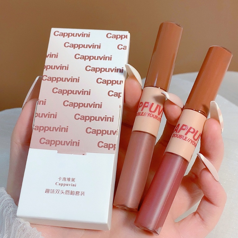 Set 3 Son Môi Dạng Lỏng Hai Đầu Dưỡng Ẩm Lâu Trôi Không Phai Màu