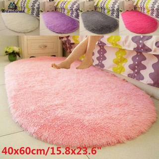 DF 5 Colors 40*60cm Oval Fluffy Rugs Anti-Skid Shaggy Carpet Dining Room Bedroom Home Floor Mat