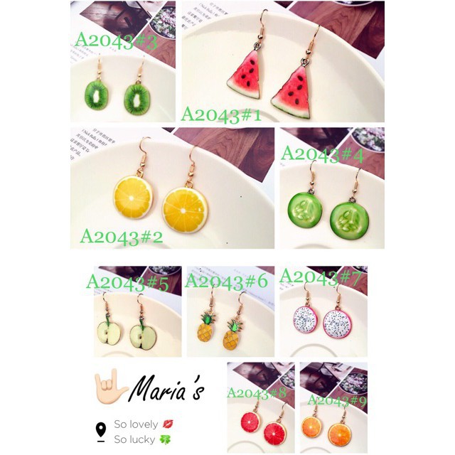 Bông Tai Hình Các Loại Qủa Siêu Cá Tính.