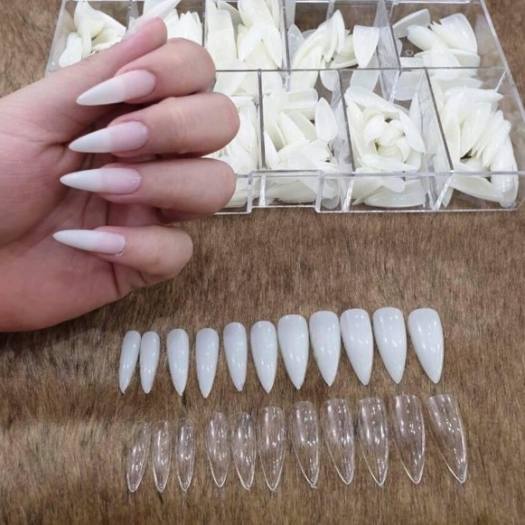 Hộp 500 Móng Úp HSM Nhám Vuông Nhọn Thang Bầu Tròn Nhám Đục Trong Chính Hãng Cao Cấp Chuẩn Size