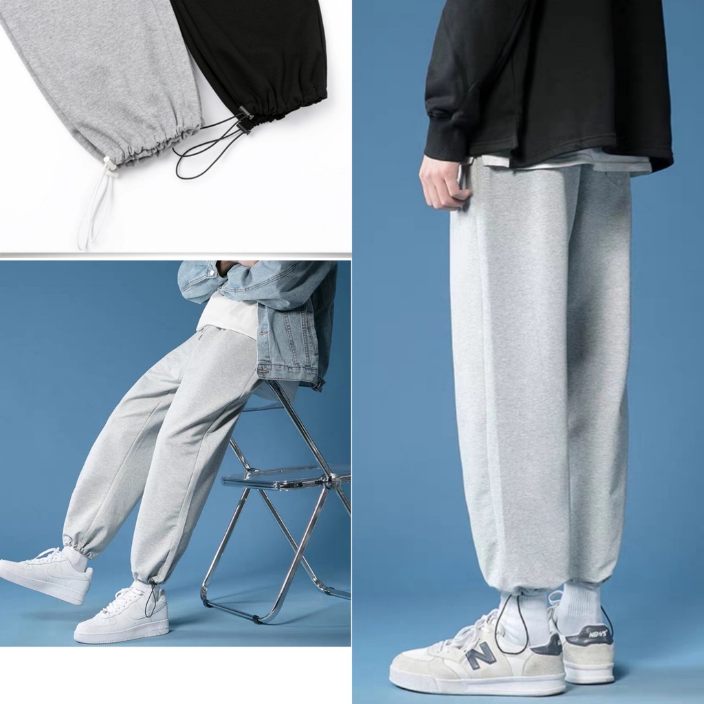 Quần Jogger Ống Rộng Dây Rút Ở Gấu Bigsize 38-100kg Nam Nữ Unisex - Quần Jogger ống boom Unisex Ulzzang Dây Rút Ở Gấu