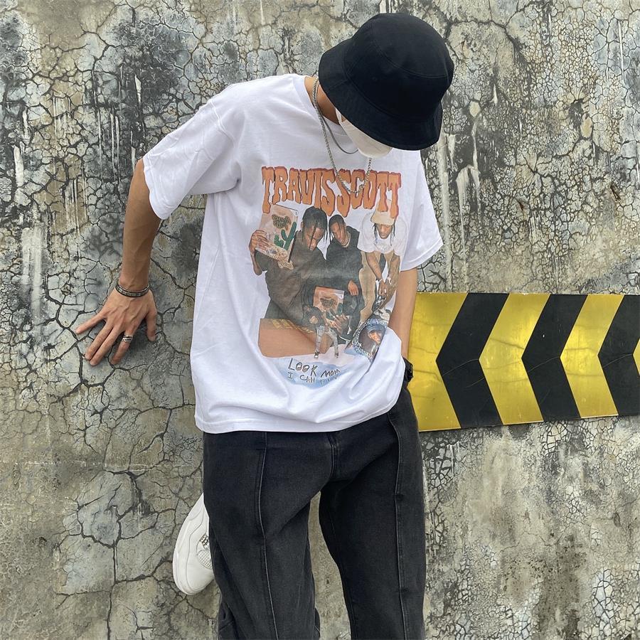 Áo thun tay ngắn cổ tròn in chữ thời trang hip hop