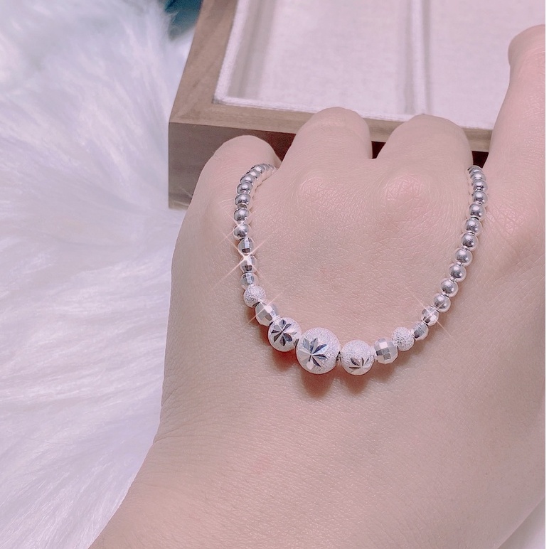 Lắc tay bạc nữ TLEE nguyên chất bi quả trám lấp lánh TleeJewelry LT0155