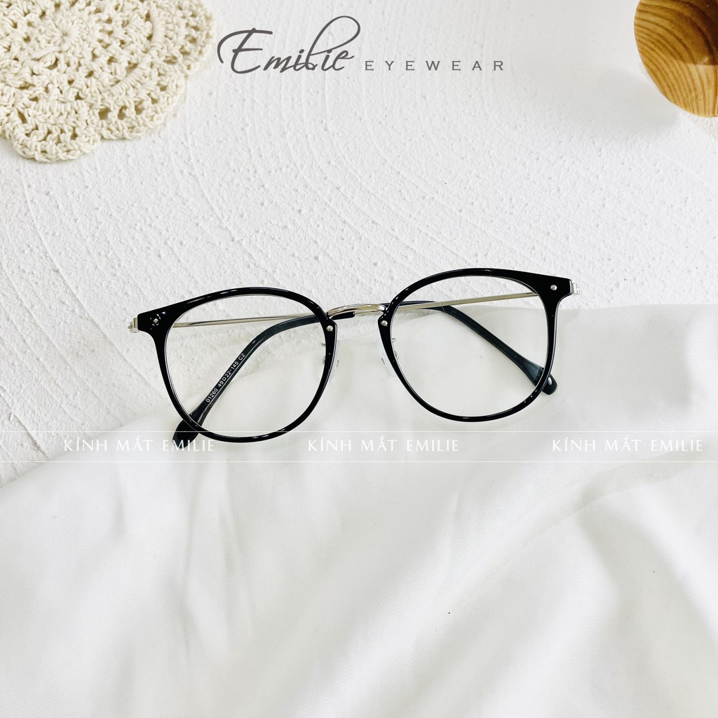 Gọng kính nữ tròn mảnh nhẹ nhựa dẻo kết hợp kim loại cao cấp Emilie eyewear phụ kiện thời trang 01260
