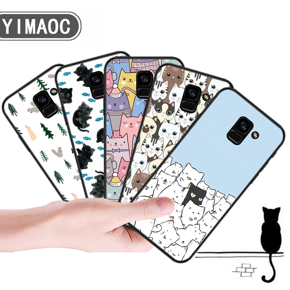 Samsung A3 A5 A6 Plus A7 A8 A9 2016 2017 2018 A20E Soft case Funny cat