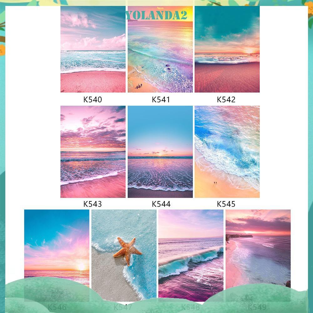 Set Tranh Đính Đá 5d Hình Phong Cảnh Bờ Biển Trang Trí Thủ Công