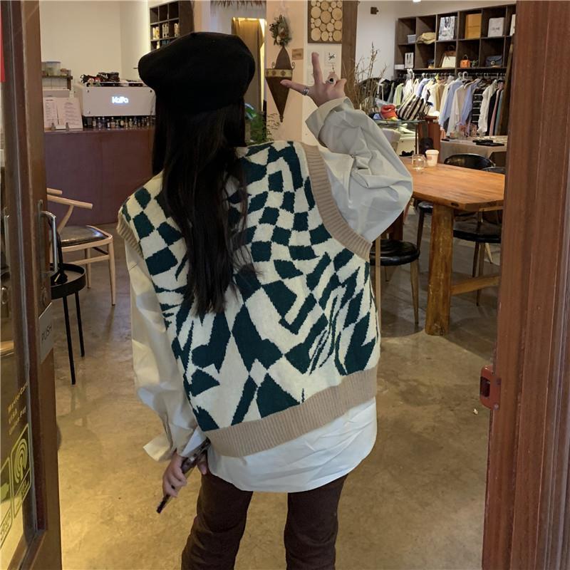 Set Áo Sơ Mi Dài Tay + Áo Khoác Ghi Lê Thời Trang Nữ