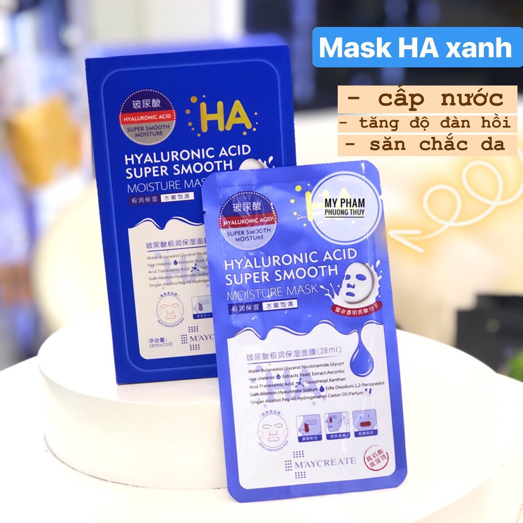 [combo 5 miếng ]Mặt Nạ cấp nước trắng da HA Maycreate