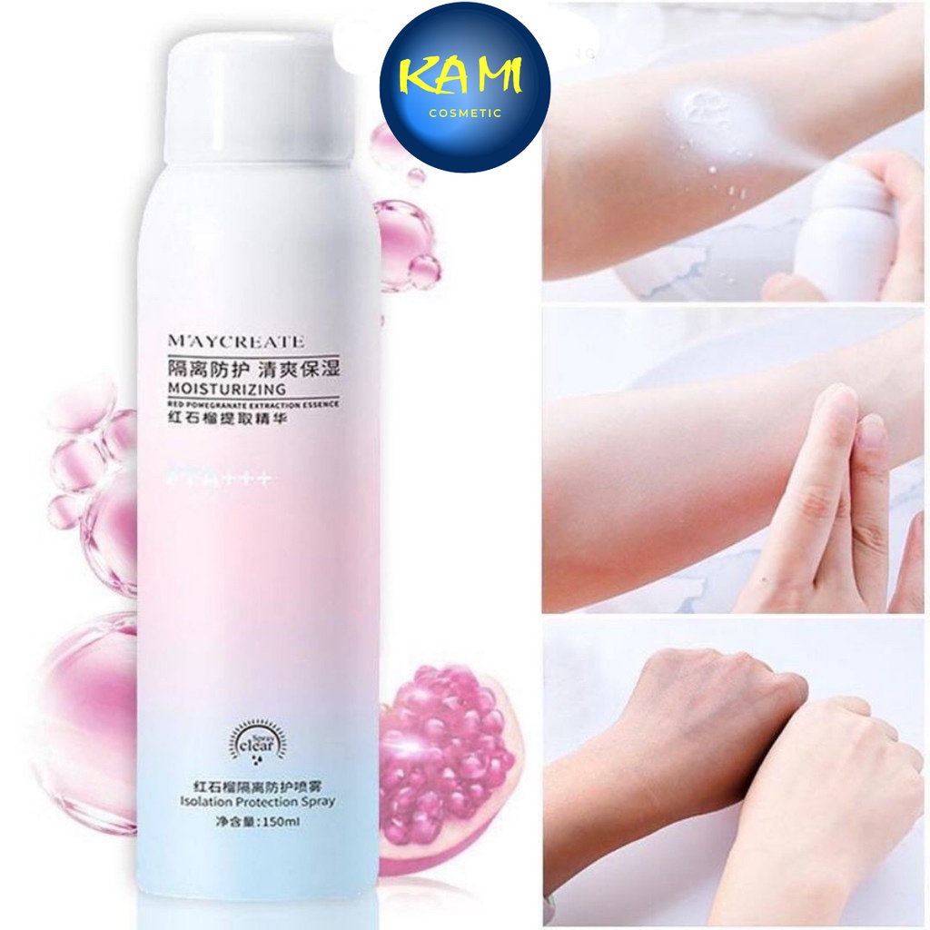 Xịt chống nắng body và mặt maycreate 150ml - KAMI - không bết dính không thấm nước, da trắng hồng dành cho da dầu mụn