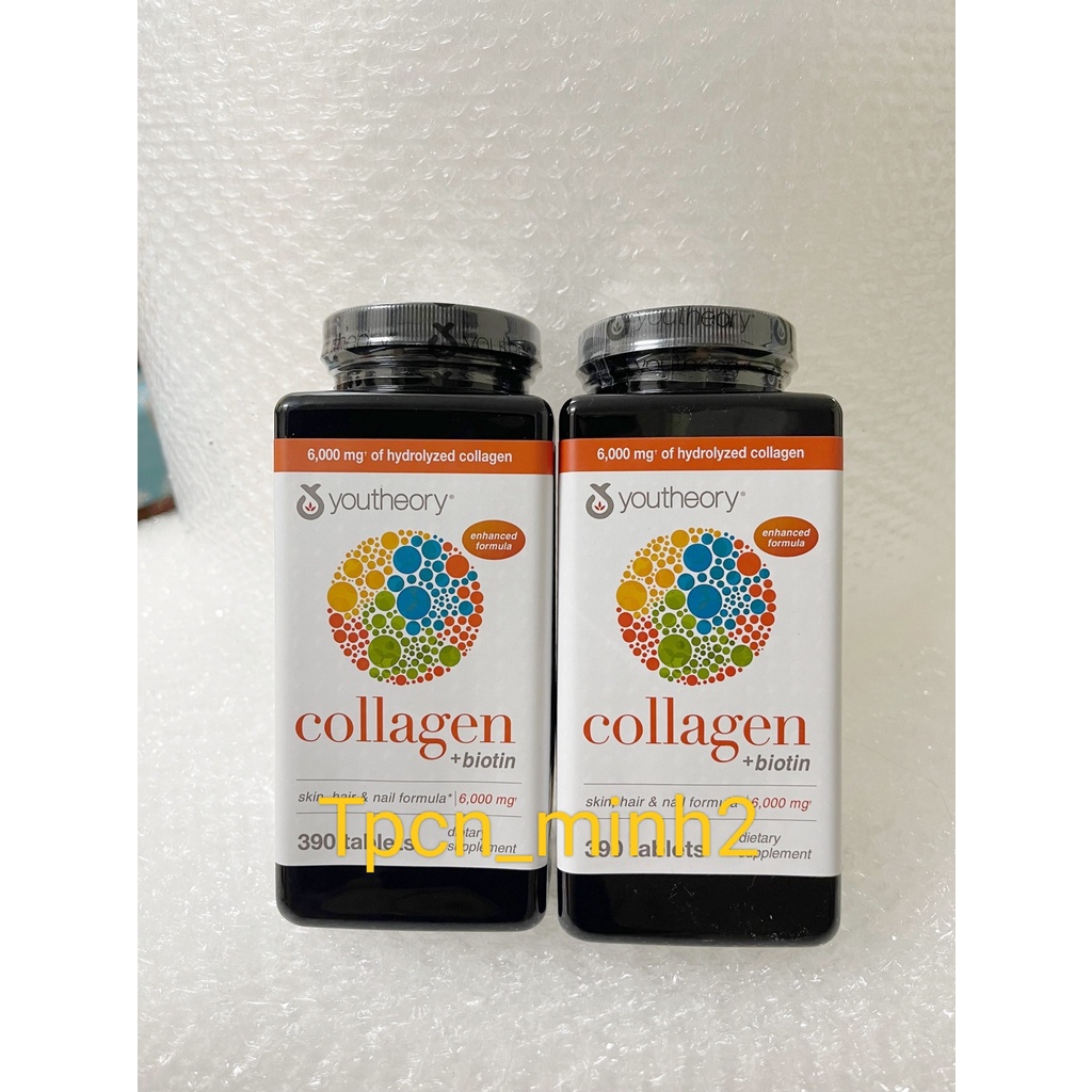 (Hàng auth) Viên uống đẹp da Collagen Youtheory+ Biotin  390 viên của Mỹ