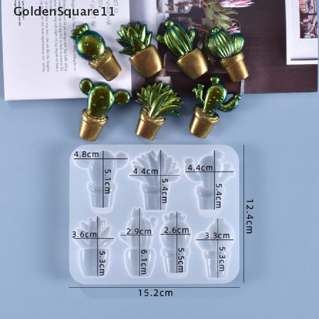 Khuôn Silicone Làm Mặt Dây Chuyền Hình Chậu Xương Rồng 3D DIY