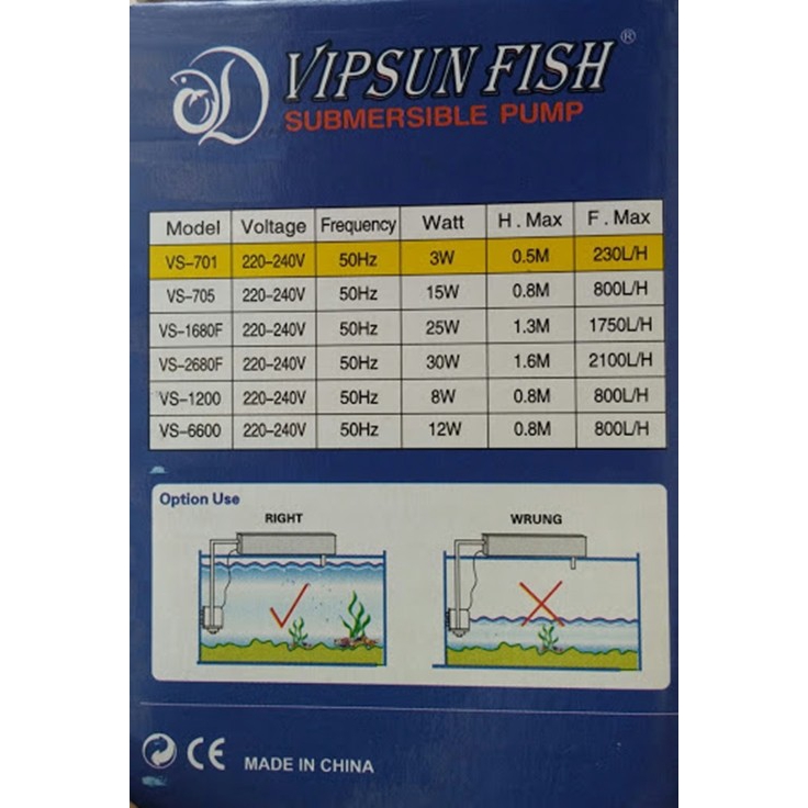 [Mã PET50K giảm Giảm 10% - Tối đa 50K đơn từ 250K] Máy bơm lọc nước Vipsun Vs 701 cho hồ cá cảnh