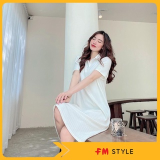 Váy suông tăm cổ bẻ nữ FM Style  211026012