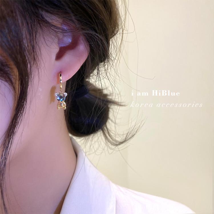 Bông Tai Hình Tròn Đính Kim Cương Lấp Lánh Dễ Thương Phong Cách Hàn Quốc