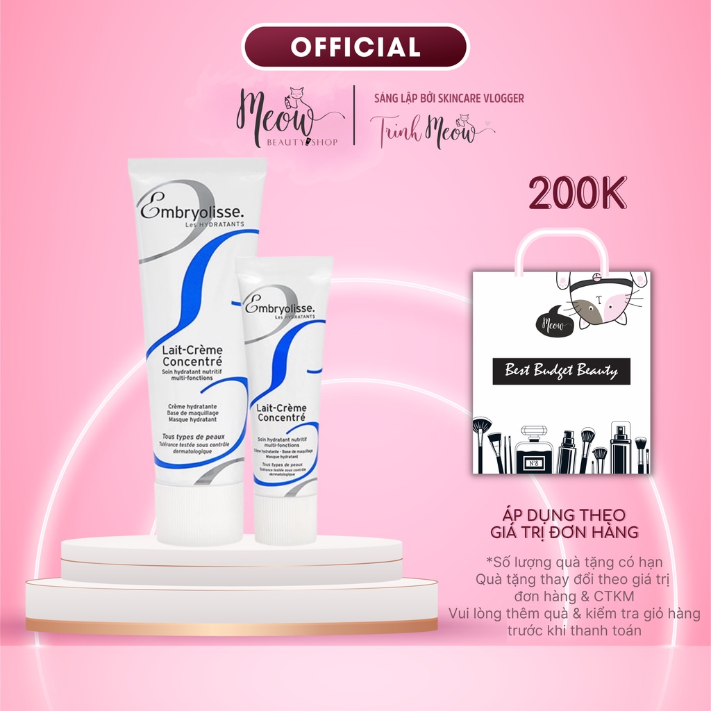Kem dưỡng ẩm phục hồi da dầu mụn Embryolisse Lait Creme Concentre 30ml - 75ml
