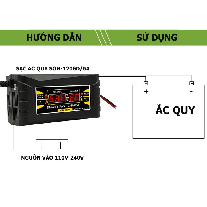 Máy sạc ắc quy 12V tự ngắt SUOER 1206D sạc bình ắc quy 12Ah đến 100Ah