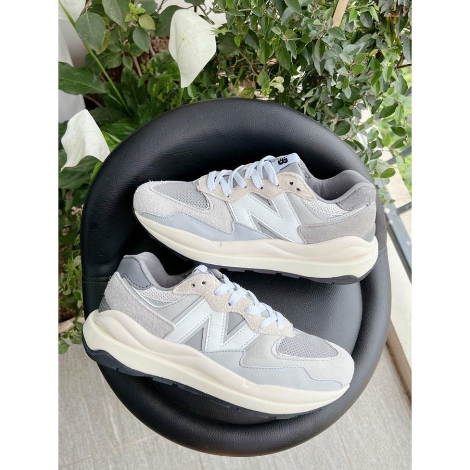Giày Sneaker chữ N trắng giày chữ N nâu kem mẫu mới đế cao nam nữ ảnh thật GIÀY NB 5740 kem NB 57/40 XÁM TRẮNG NAM NỮ