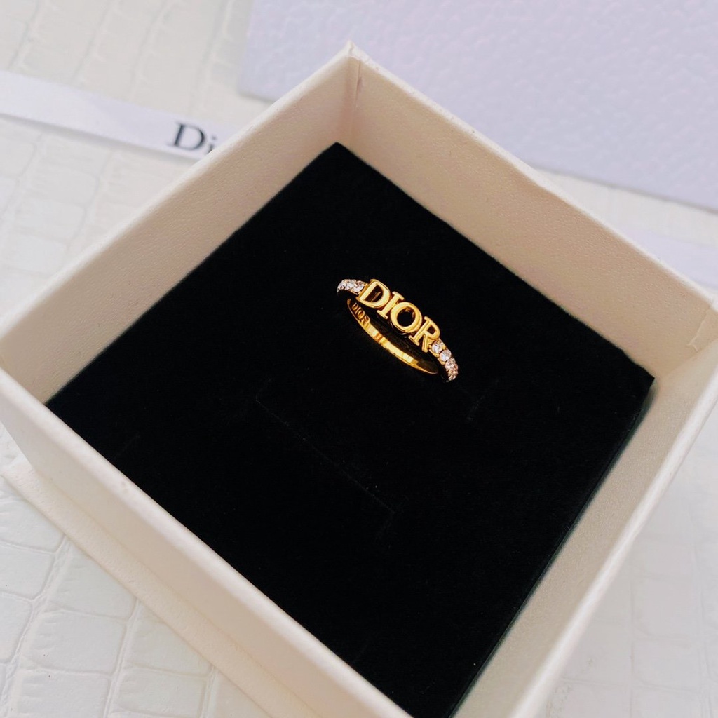 Nhẫn đeo tay Dior mạ vàng bạc 925 thiết kế đơn giản phong cách Hàn Quốc thời trang cho nữ