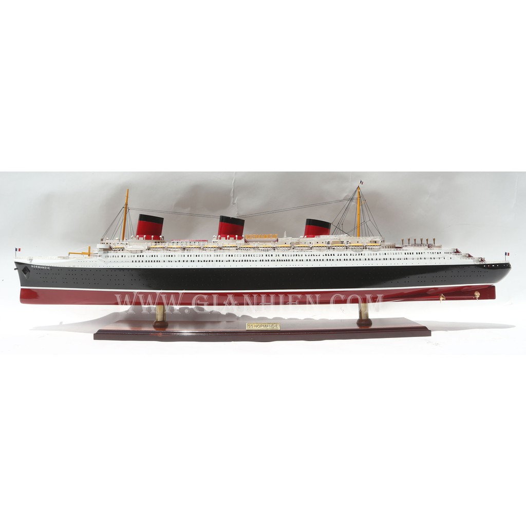 Mô Hình Thuyền Gỗ Trang Trí Phong Thủy Mỹ Nghệ Dạng Thuyền Du Lịch SS NORMANDIE Chất Lượng Cao Xuất Khẩu (Giá xưởng)