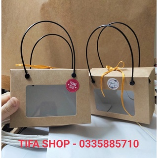 [Tặng tem thank you] Hộp giấy 14x10x6cm quai nhựa đựng quà tặng, mỹ phẩm, sét yến, bánh ngọt... có sẵn