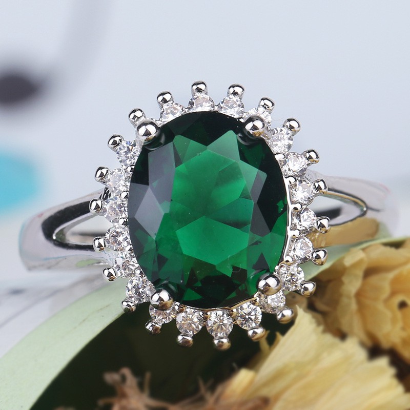 Nhẫn Đính Đá Zircon Xanh Lá Cây