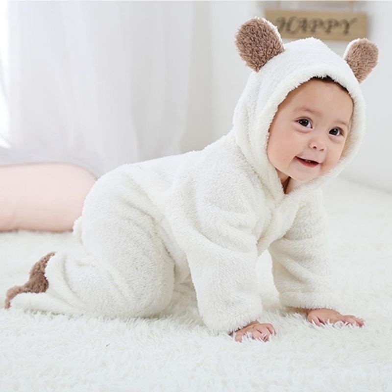 Bộ Áo Liền Quần Giữ Ấm Đáng Yêu Cho Bé