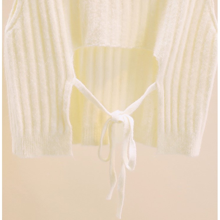 [Sẵn] Gile Len | Áo Gile Nữ Len Sọc Dây Buộc Nơ Lưng Thời Trang Thu Đông 2021, Phong Cách Ulzzang Hàn Quốc | BigBuy360 - bigbuy360.vn