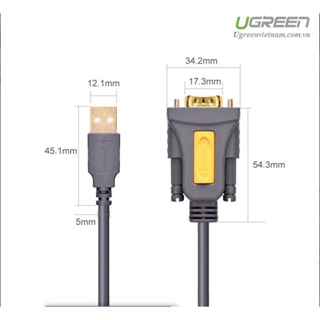 Cáp Chuyển USB to Com RS232 Chính Hãng Ugreen CR104