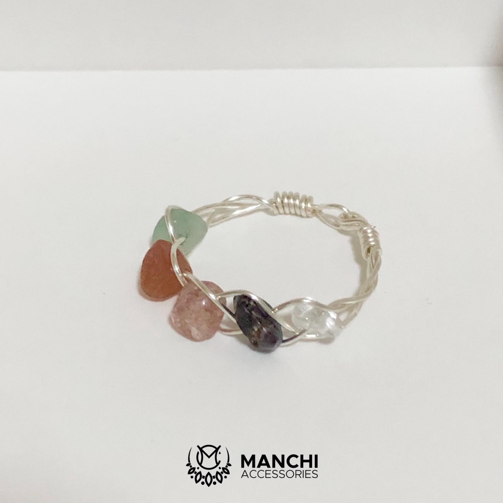 Nhẫn handmade gemstone/natural stone dây bạc nhiều mẫu mới