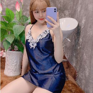 [RẺ VÔ ĐỊCH] Váy ngủ sexy phi lụa phối ren cổ quyến rũ