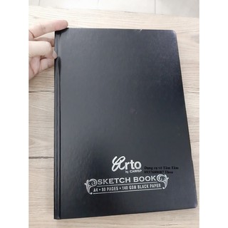 [ TÂM TÂM ]-Sổ vẽ giấy đen A4 80 tờ định lượng 140gsm, Skech book Black Paper Campad-