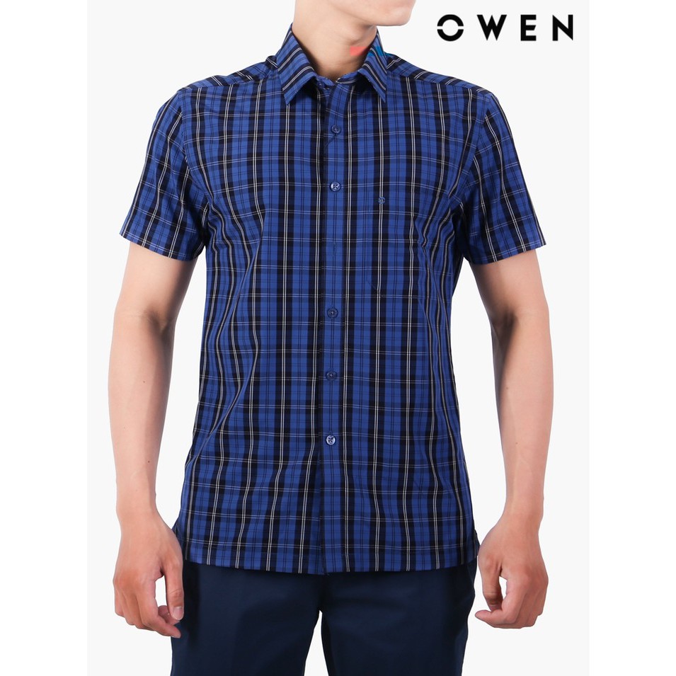 Áo sơ mi ngắn tay OWEN Bamboo Bodyfit màu xanh - BA22631NT