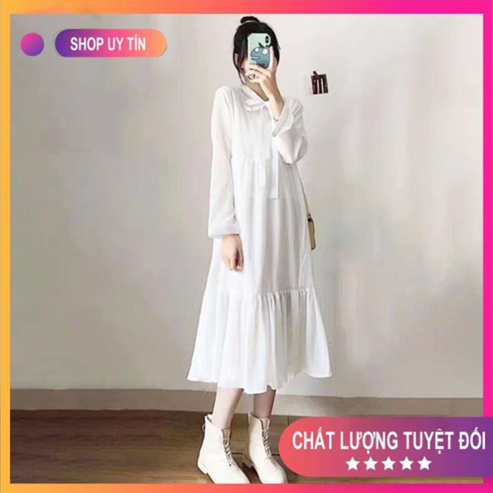 Váy Nữ 🍀[FREESHIP]🍀 Đầm Babydoll Nơ Ngực Tay phồng-Dáng Suông, Chất liệu nhẹ thoải mái-lên dáng cực xinh Mã TT02  ཾ