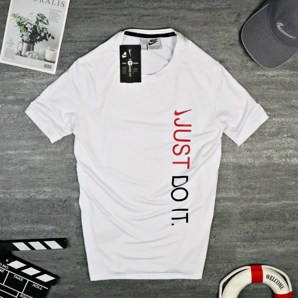 [bigsize &lt;140kg] áo thun lạnh thể thao nam bigsize tay ngắn không cổ just do it