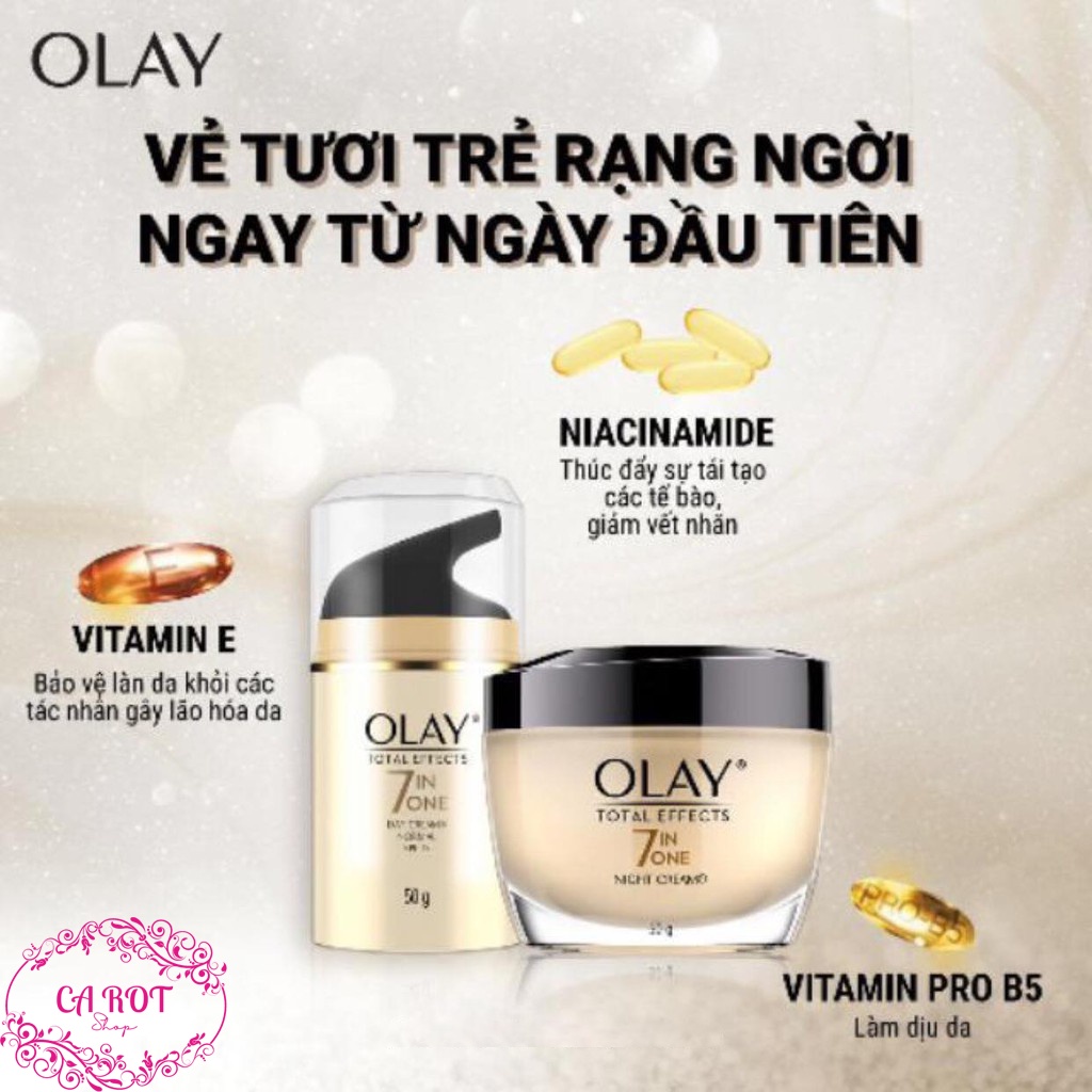 KEM DƯỠNG DA, CHỐNG LÃO HOÁ NGÀY & ĐÊM OLAY TOTAL EFFECTS MOISTUZUZER CREAM BUBDLE – 50ML