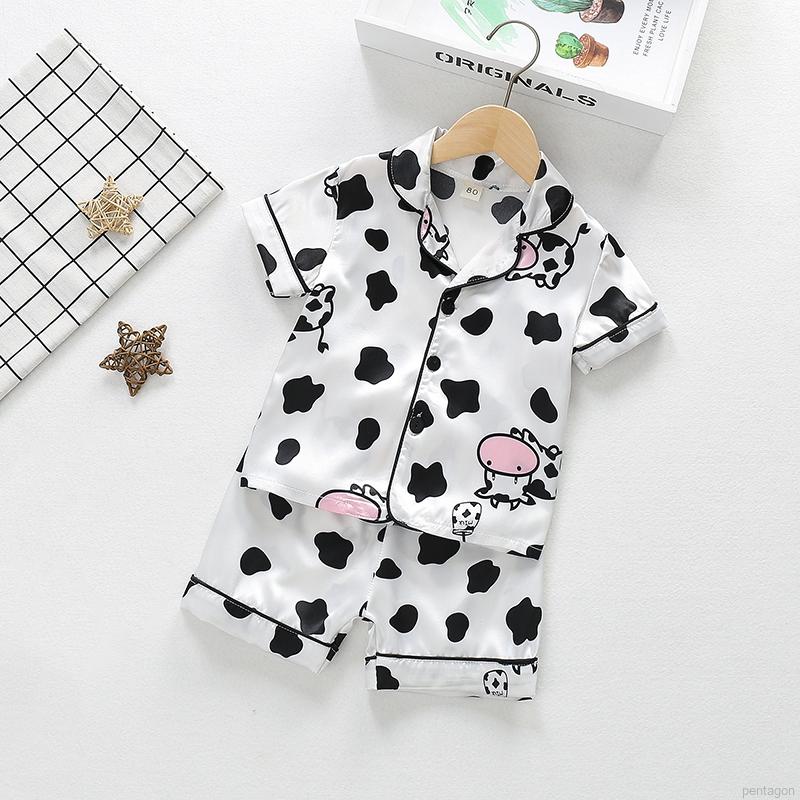 Bộ Pijama In Hình Bò Sữa Cho Bé Trai &amp; Gái