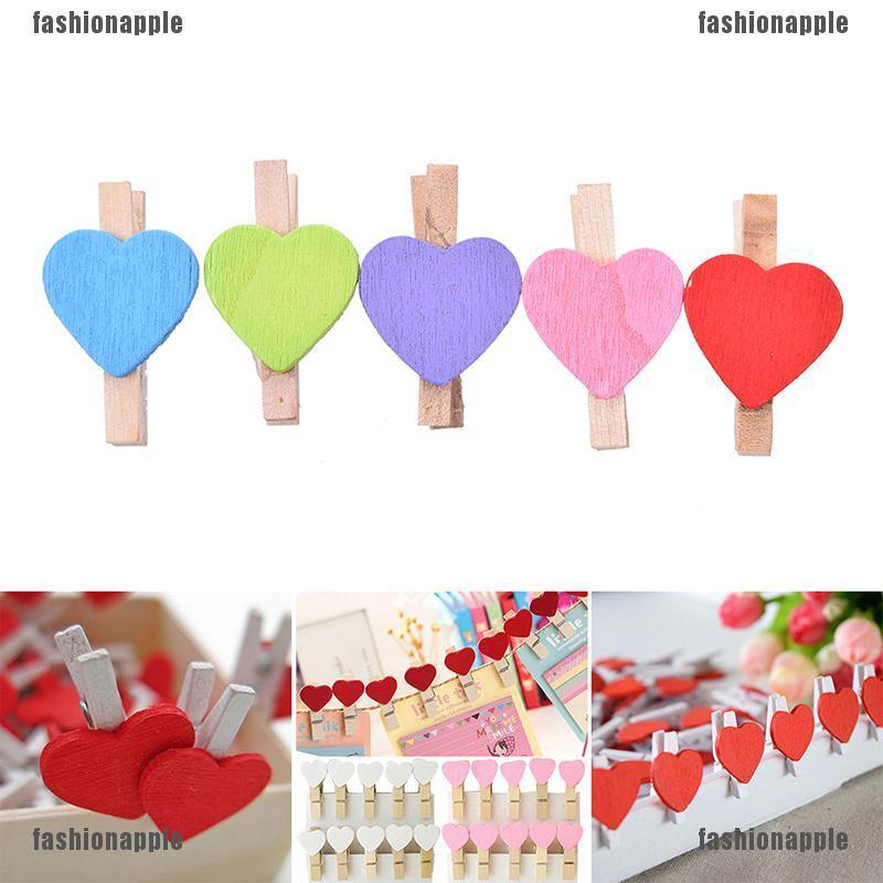 Bộ 20 kẹp gỗ hình trái tim mini dễ thương