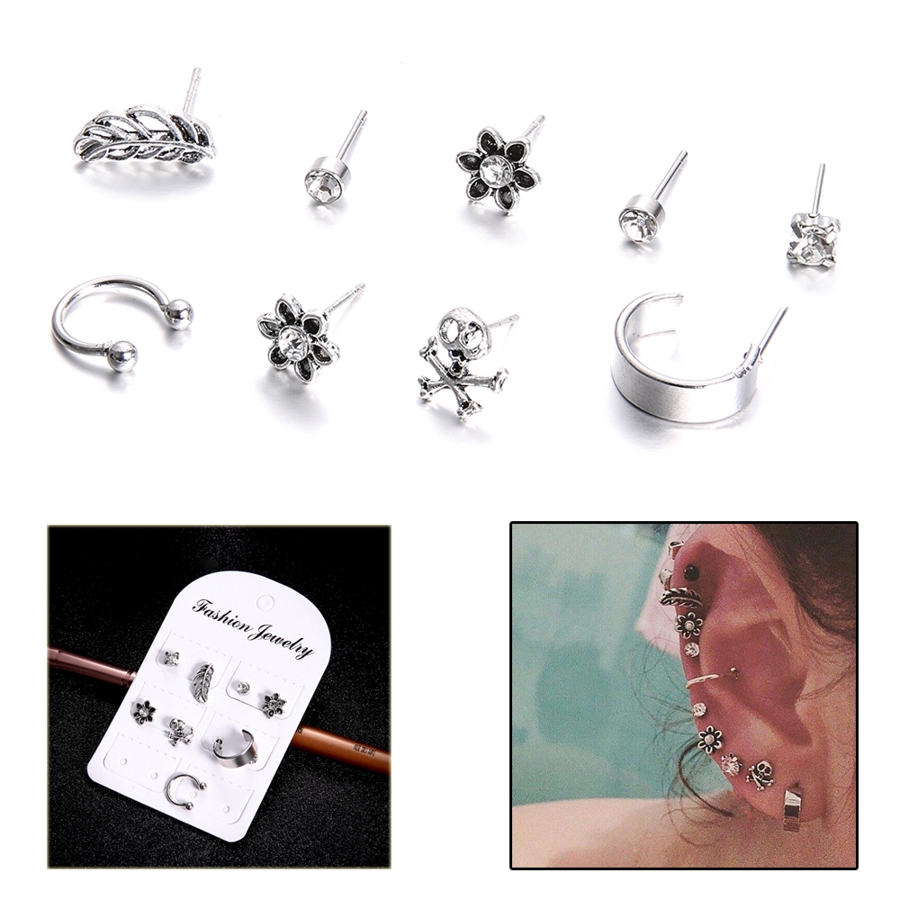 Set 9 chiếc hoa tai phong cách cổ điển thời trang cho nữ