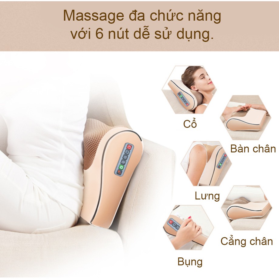 Gối massage Hồng ngoại kép đốt nóng kết hợp thảo dược (BẢN 2 MẢNH)