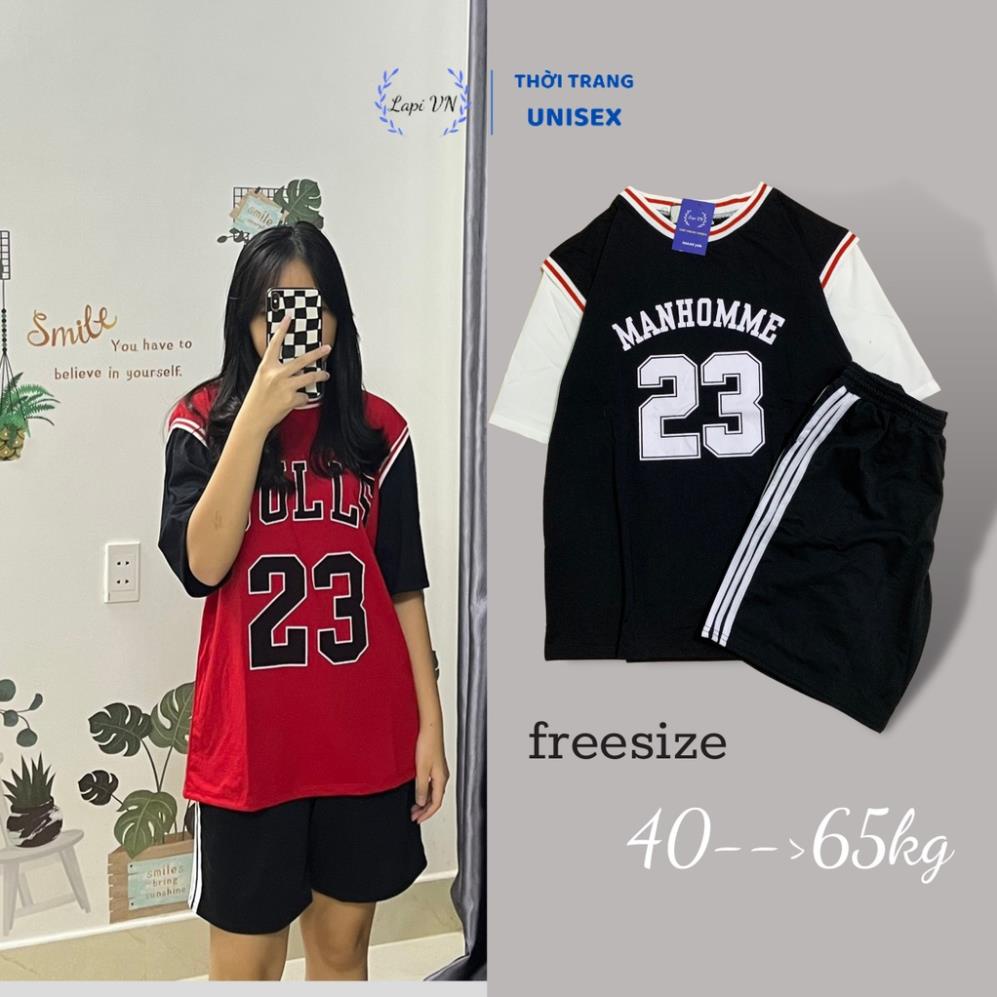 Set Đồ Bộ Bóng Rổ Nam Nữ Mẫu Số 23 Phong Cách Ulzzang- Lapi Vn, Phom Unisex, Freesize Chất Cotton Không Phai ❕