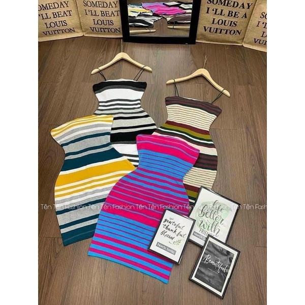 💥💥 Đầm body dây bún sọc ngang siêu xinh, siêu tôn dáng chất vải mịn đẹp💥💥 | BigBuy360 - bigbuy360.vn