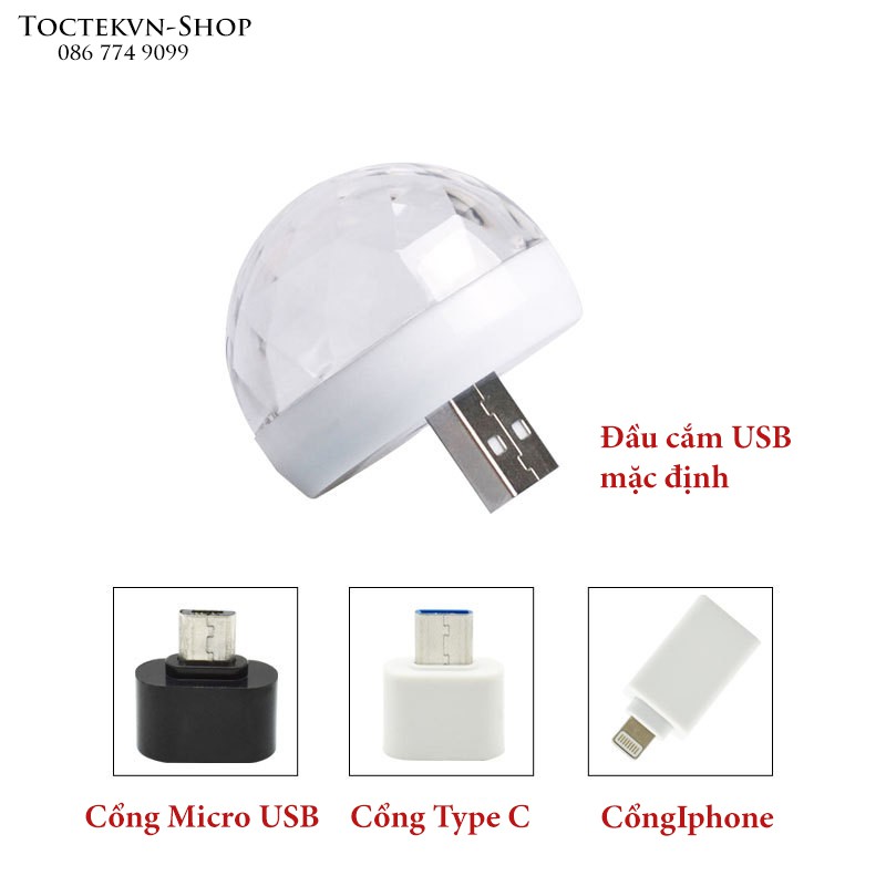 Đèn Led tiktok vũ trường 7 màu-Cổng USB-Micro-Type C- Iphone nháy theo nhạc gắn trực tiếp điện thoại- Nhỏ gọn.