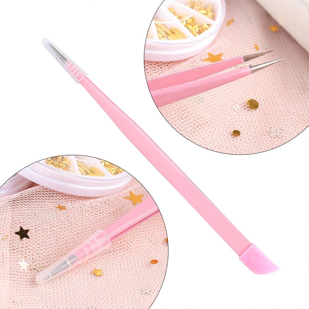 Kẹp Gắp Lông Mi Giả Bằng Silicone Đầu Nhấn Đính Đá Trang Trí Móng Tay Kèm Nhíp