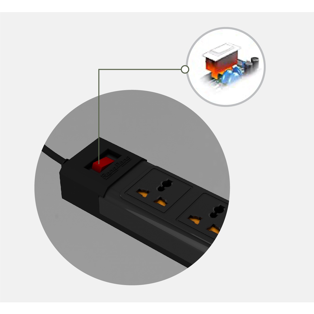 Ổ cắm đa năng có màn che bảo vệ 4 Ổ dây dài 3M/5M nhựa ABS chống cháy, tự ngắt khi quá tải Rạng Đông - Model:OC02 4C/10A